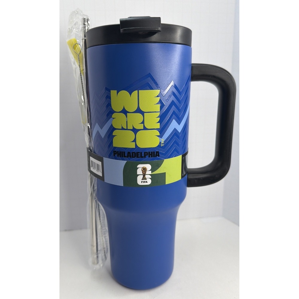 FIFA World Cup 2026 Philadelphia Host City 40oz Insulated Tumbler Straw NEW